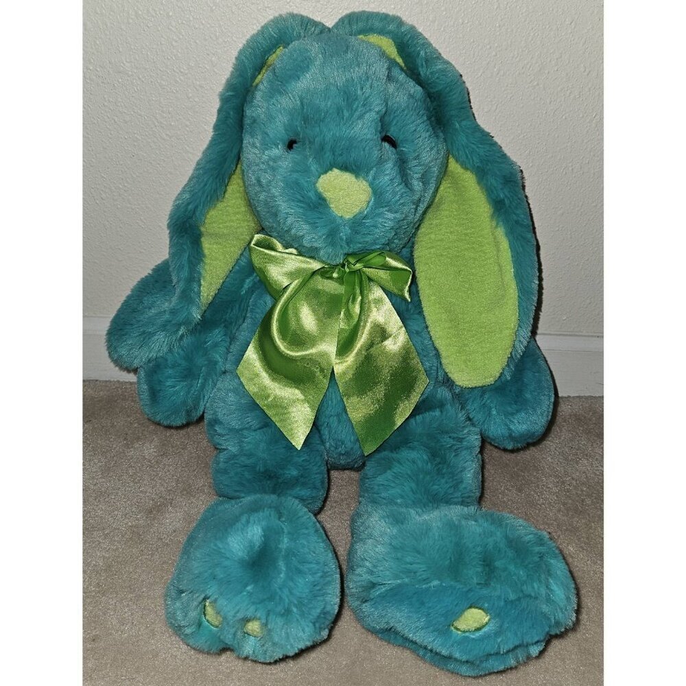 Teal Lime Green Bunny Rabbit Plush 14" Stuffed Animal Toy Easter Walmart w/TAG